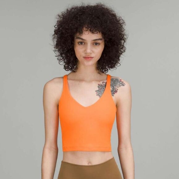 Lululemon Women’s 8 Align Tank Orange Soda Fitted Crop Basic Trendy Athletic - Picture 1 of 11